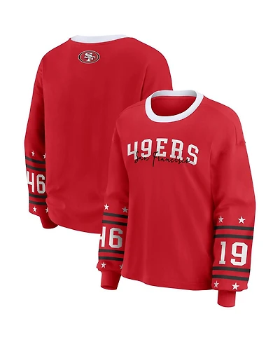 Wear by Erin Andrews Women's Scarlet San Francisco 49ers Sport Long-Sleeve T-Shirt