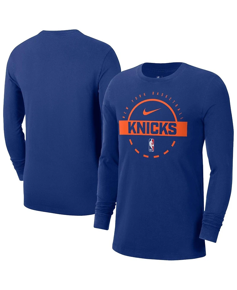 Nike Men's Blue New York Knicks Authentic Long Sleeve Practice T-Shirt