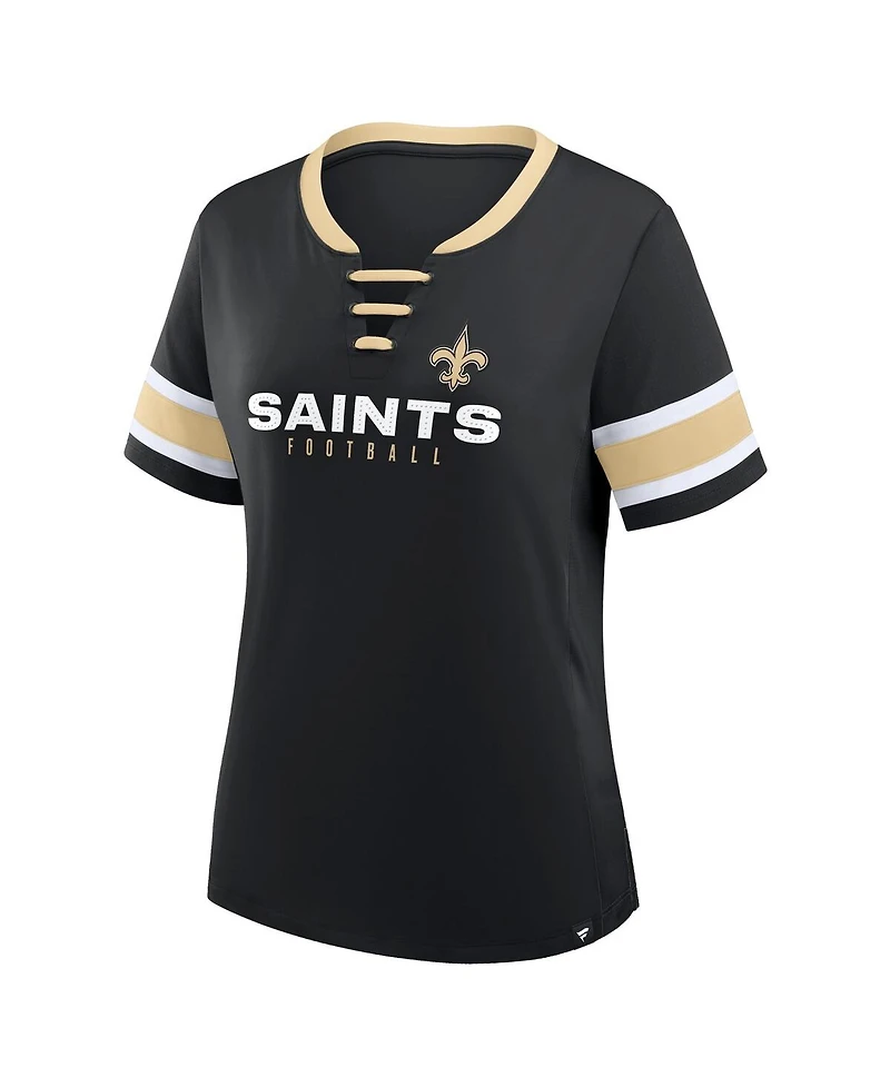 Fanatics Women's Black New Orleans Saints Redzone Draw Play Athena Lace-Up T-Shirt