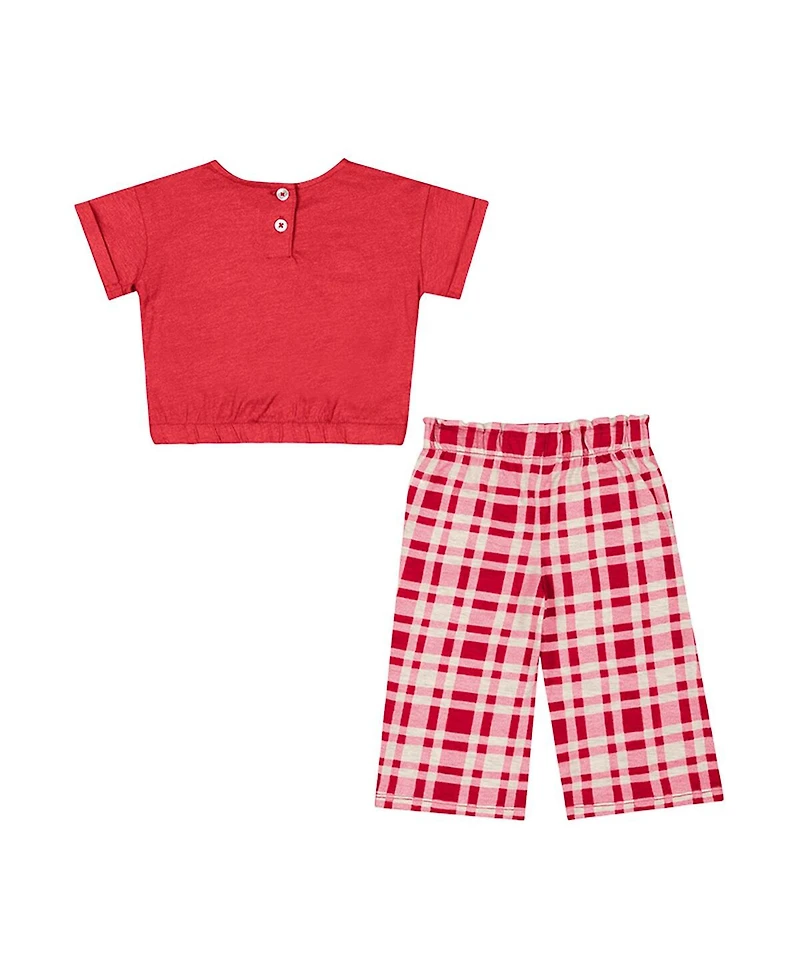 Colosseum Girls Baby Boys and Scarlet Ohio State Buckeyes Sky Castle Two-Piece T-Shirt Pants Set