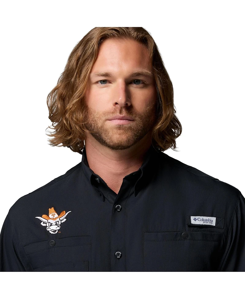 Columbia Men's Black Texas Longhorns Tamiami Omni-Shade Button-Down Shirt