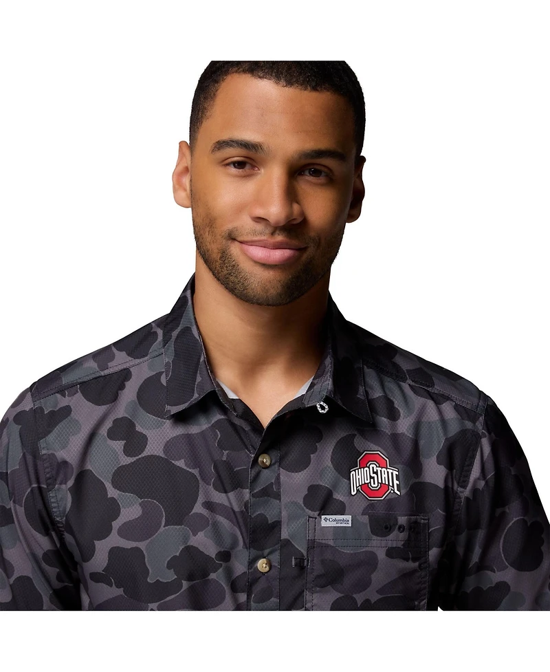 Columbia Men's Black Ohio State Buckeyes Super Slack Tide Omni-Wick Button-Up Shirt