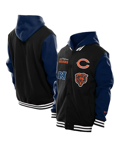 New Era Men's Black Chicago Bears Full-Snap Fleece Hoodie Jacket