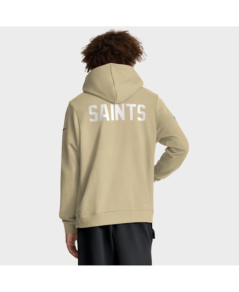 Nike Men's Gold New Orleans Saints Sideline Standard Issue Alt 2 Dri-fit Hoodie