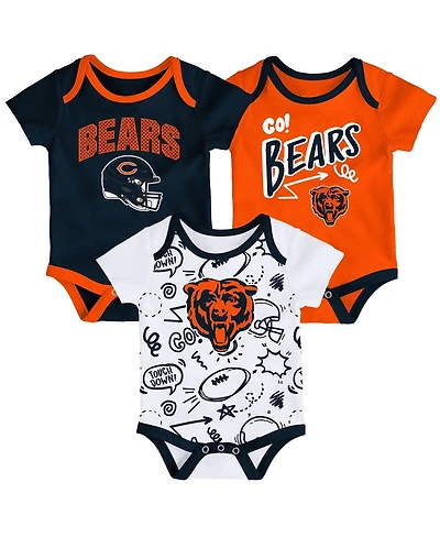 Outerstuff Baby Boys and Girls 3-Pack Chicago Bears All Day Play Bodysuit Set