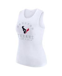 Wear by Erin Andrews Women's White Houston Texans Ribbed Graphic Tank Top