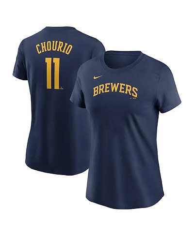 Nike Women's Jackson Chourio Navy Milwaukee Brewers Fuse Name Number T-Shirt