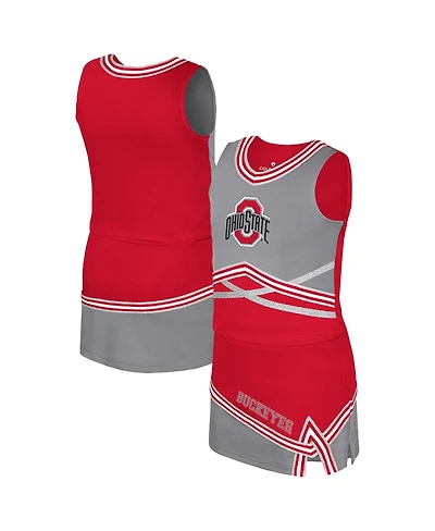 Colosseum Big Girls 2-Piece Scarlet Ohio State Buckeyes Lollipop Park Cheer Set