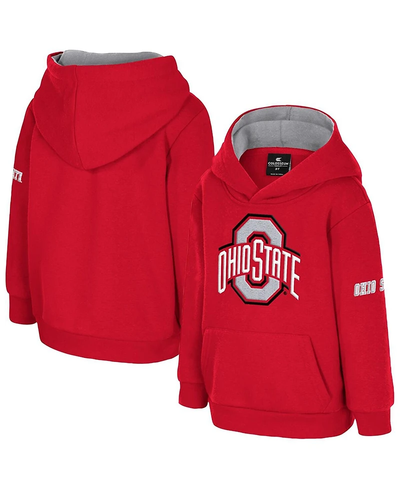 Colosseum Toddler Scarlet Ohio State Buckeyes Big Logo Volume Fleece Pullover Hoodie