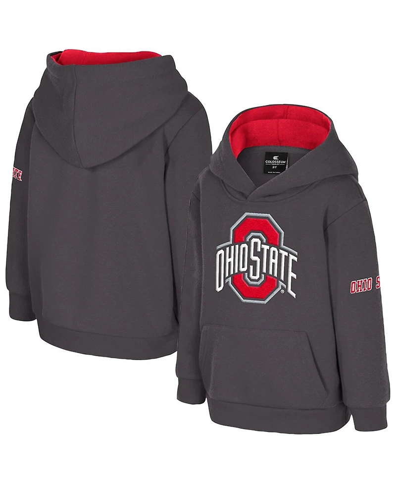Colosseum Toddler Charcoal Ohio State Buckeyes Big Logo Volume Fleece Pullover Hoodie