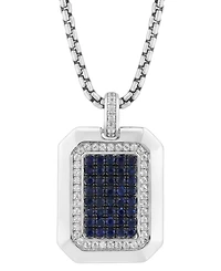 Effy Collection Sapphire and White Zircon Pendant Necklace (1/20 ct. t.w.) in Sterling Silver