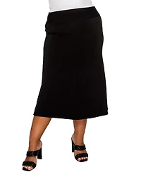 Coin 1804 Plus Cheetah Burnout Contrast Fold Over Midi Skirt