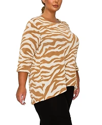 Coin 1804 Plus Textured Zebra Button Back Top