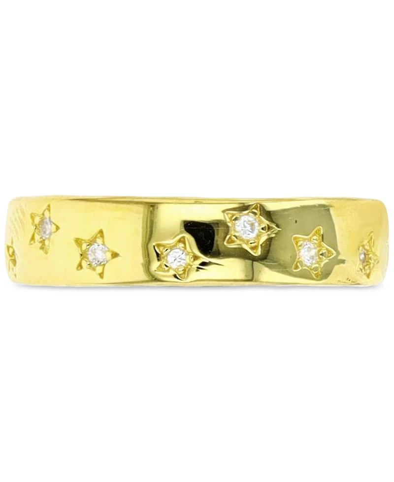 Macy's Cubic Zirconia Star Band Ring (0.174 ct. t.w.) 14K Yellow Gold Over Sterling Silver