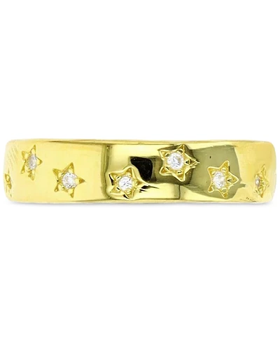 Macy's Cubic Zirconia Star Band Ring (0.174 ct. t.w.) 14K Yellow Gold Over Sterling Silver