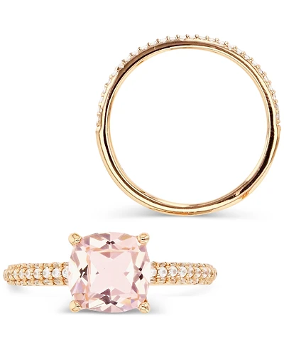 Macy's Morganite (2 ct. t.w.) and Cubic Zirconia (0.864 Engagement Ring 14K Rose Gold Over Sterling Silver