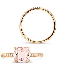 Macy's Morganite (2 ct. t.w.) and Cubic Zirconia (0.864 Engagement Ring 14K Rose Gold Over Sterling Silver