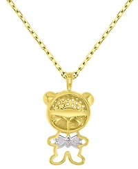 Macy's Diamond White Sapphire (0.38 ct. t.w.), Pink Sapphire (0.072 ct. t.w.), and Onyx (0.026 ct. t.w.) Necklace in 14k Yellow Gold Over Sterling Sil