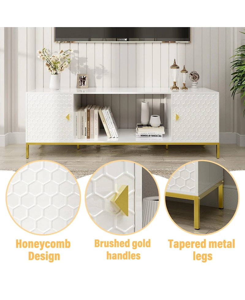 70 inches Mdf Tv Stand With Storage Cabinets
