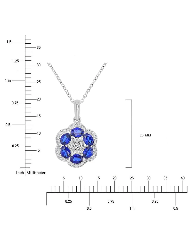 Macy's Blue Sapphire (1.2 ct. t.w.) and White Sapphire (0.47 ct. t.w.) Necklace in Sterling Silver