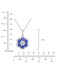 Macy's Blue Sapphire (1.2 ct. t.w.) and White Sapphire (0.47 ct. t.w.) Necklace in Sterling Silver