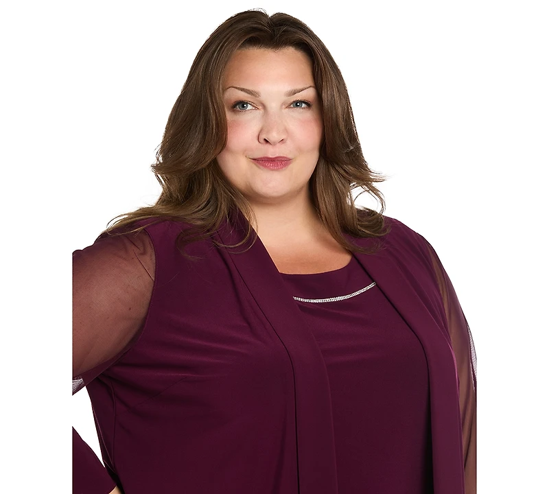 R & M Richards Plus Scoop Neck 2-Piece Jacket Dress
