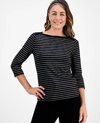 Style & Co Petite Striped Boat-Neck Top, Macy's Exclusive