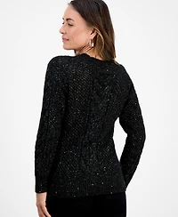 Style & Co Petite Sequin Cable-Knit Sweater, Macy's Exclusive