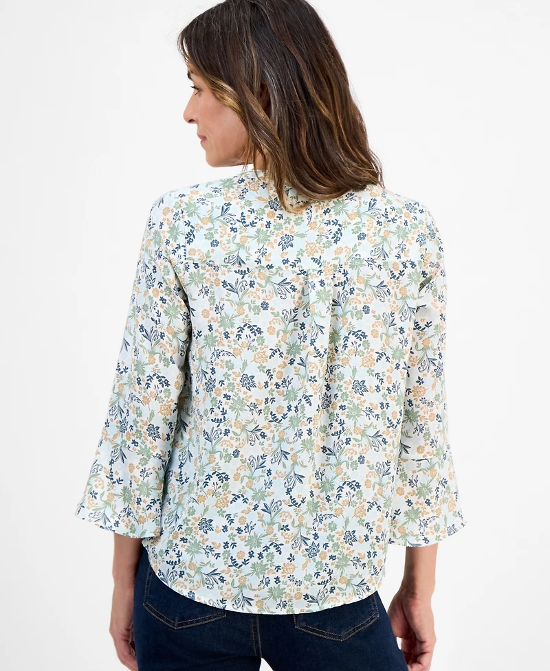 Style & Co Petite Romance Ditsy Pintucked Top, Macy's Exclusive