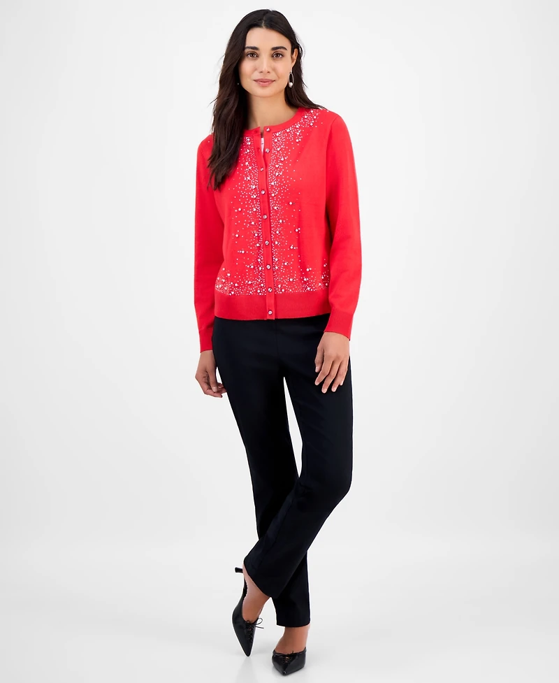 Jm Collection Petite Border Embellished Party Cardigan, Macy's Exclusive