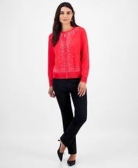 Jm Collection Petite Border Embellished Party Cardigan, Macy's Exclusive