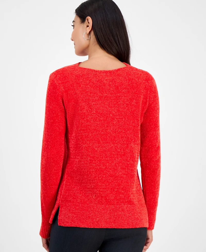 Jm Collection Petite Chenille Cowlneck Sweater, Macy's Exclusive