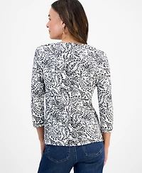 Style & Co Petite Paisley-Print Henley Top, Macy's Exclusive
