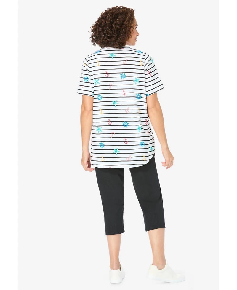 Woman Within Women's Two-Piece V-Neck Tunic & Capri Set