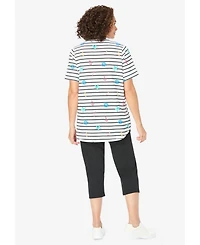 Woman Within Women's Two-Piece V-Neck Tunic & Capri Set