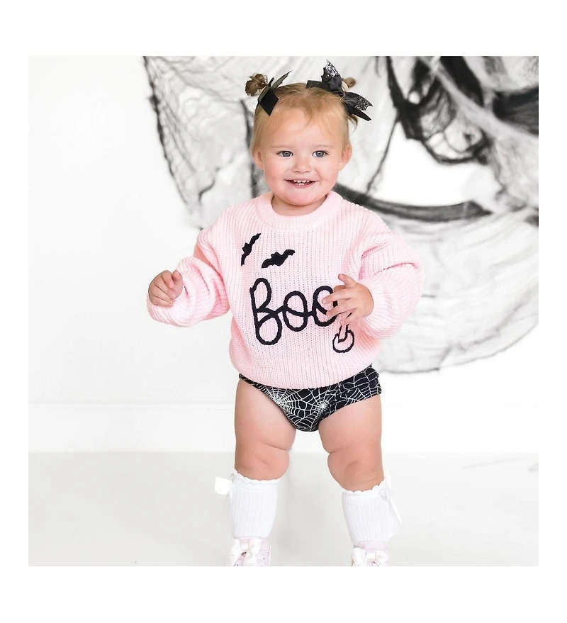 Sweet Wink Little and Big Girls Boo Bat Halloween Knit Sweater