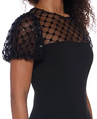 B Darlin Women's Embellished Puff Sleeve Dress