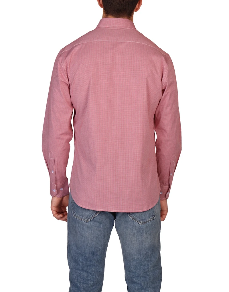 Tailorbyrd Signature Micro Gingham Long Sleeve Shirt