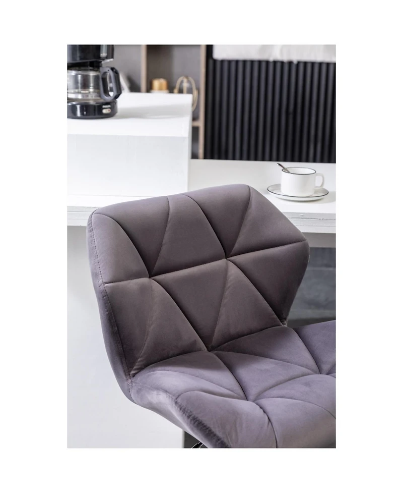 Streamdale Gray Velvet Diamond Tufted Adjustable Barstools (Set of 2)