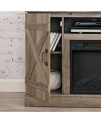 Streamdale Retro Tv Stand with Electric Fireplace, Gray Wash