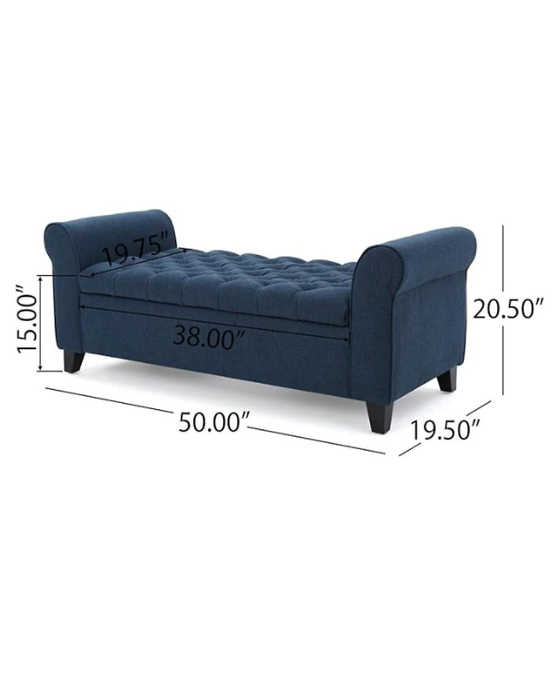 Streamdale Contemporary Button-Tufted Storage Ottoman with Rolled Arms