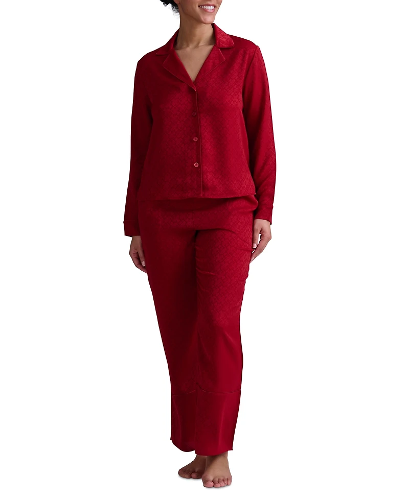 Tommy Hilfiger Women's 2-Pc. Satin Logo Notch Collar Pajamas Set