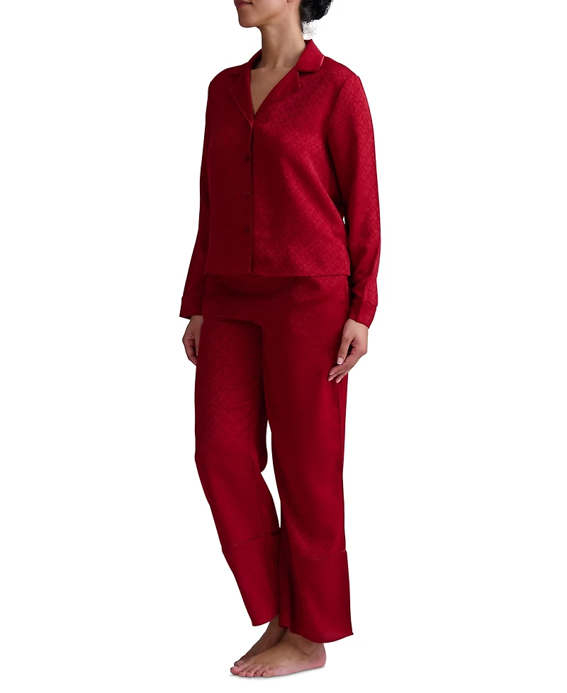 Tommy Hilfiger Women's 2-Pc. Satin Logo Notch Collar Pajamas Set