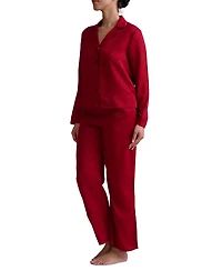 Tommy Hilfiger Women's 2-Pc. Satin Logo Notch Collar Pajamas Set