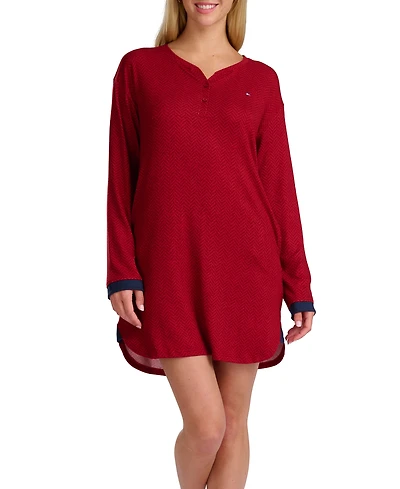 Tommy Hilfiger Women's Long Sleeve Henley Sleepshirt