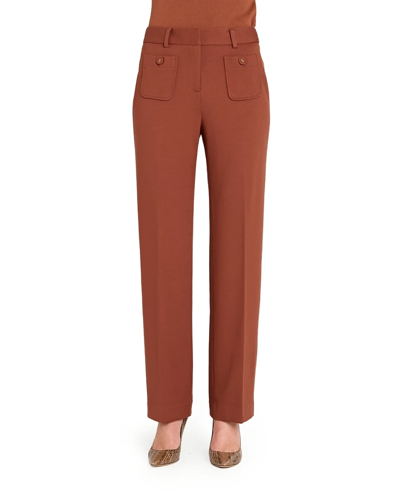 Tahari Asl Women's Patch Pockets Flare Pants, Regular & Petite