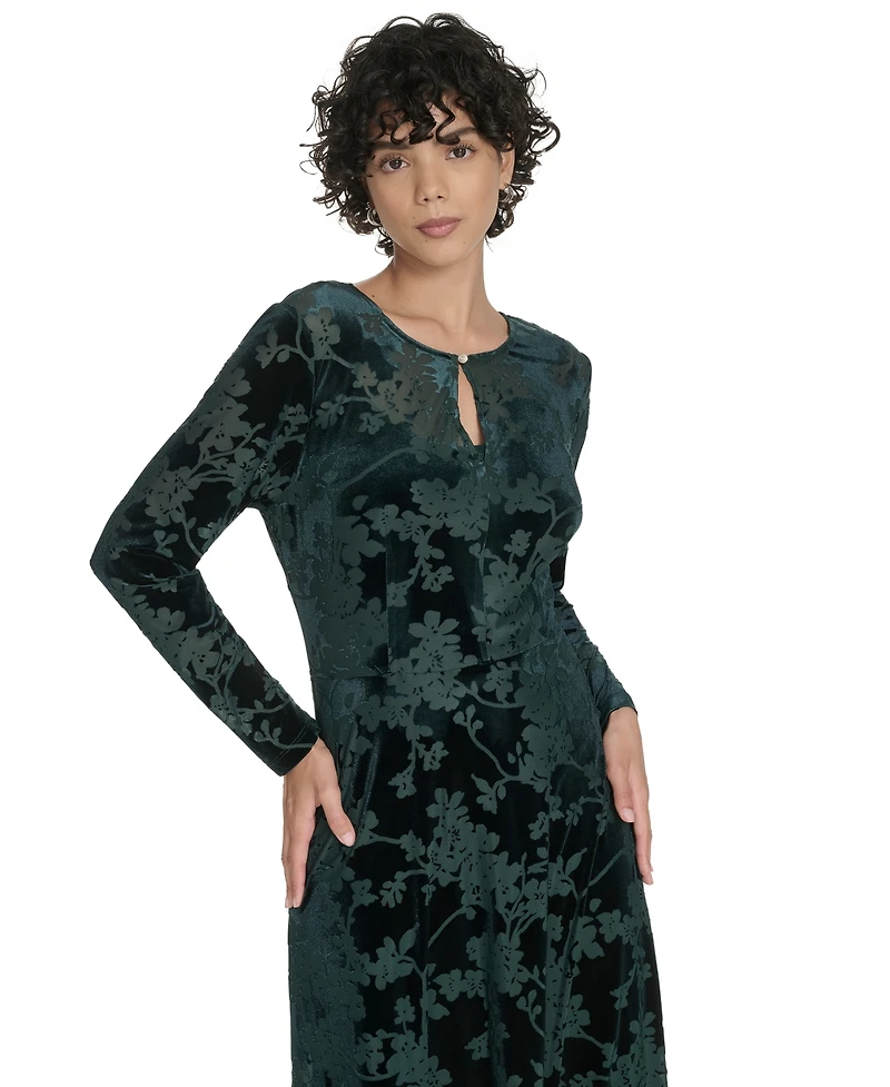 Tommy Hilfiger Women's Keyhole Printed Midi Dress