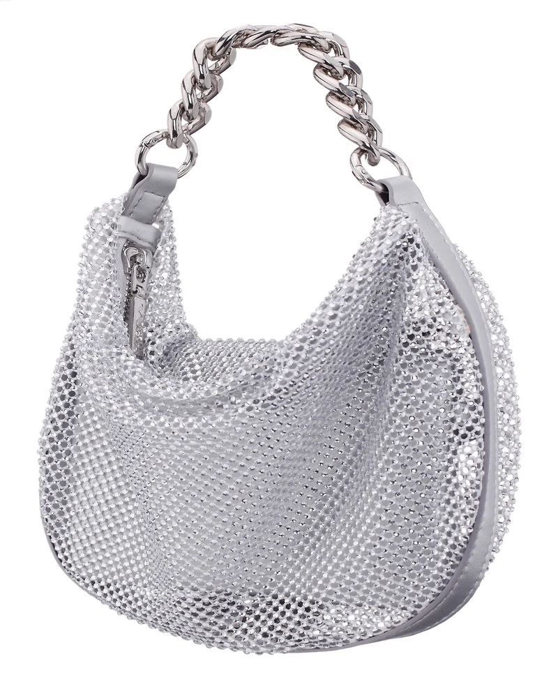 Nina Crystal Mesh Zipper Hobo Bag