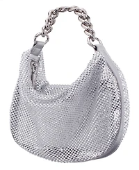 Nina Crystal Mesh Zipper Hobo Bag