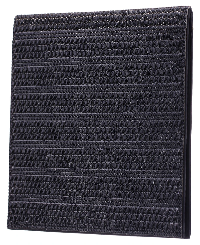 Nina Crystal Embellished Flap Slim Magnetic Snap Clutch